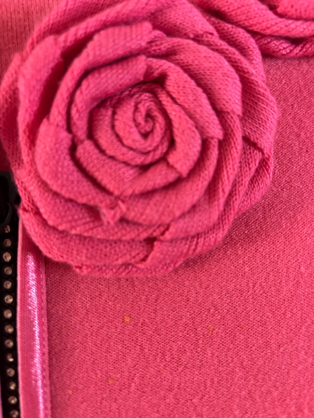Pink Rosette Rhinestone Zip Cardigan Coquette Cottagecore Fairycore Sweater Med - Picture 5 of 12